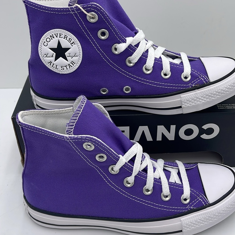 Converse Men’s Chuck Taylor All Star Hi B Grade Purple White 137833F Sneakers - Picture 3 of 16